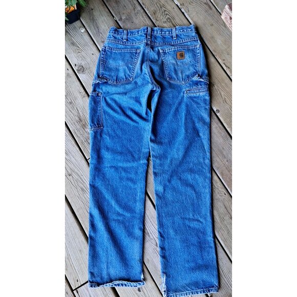 Carhartt Blue Denim Workwear Jeans With Utility Pockets Mens Relaxed Fit Size 36 - Picture 5 of 10